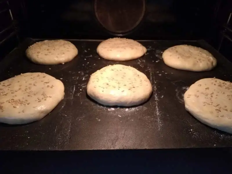Burger-Brötchen (Bugrer Buns) aus Dinkel im Backofen gehen lassen